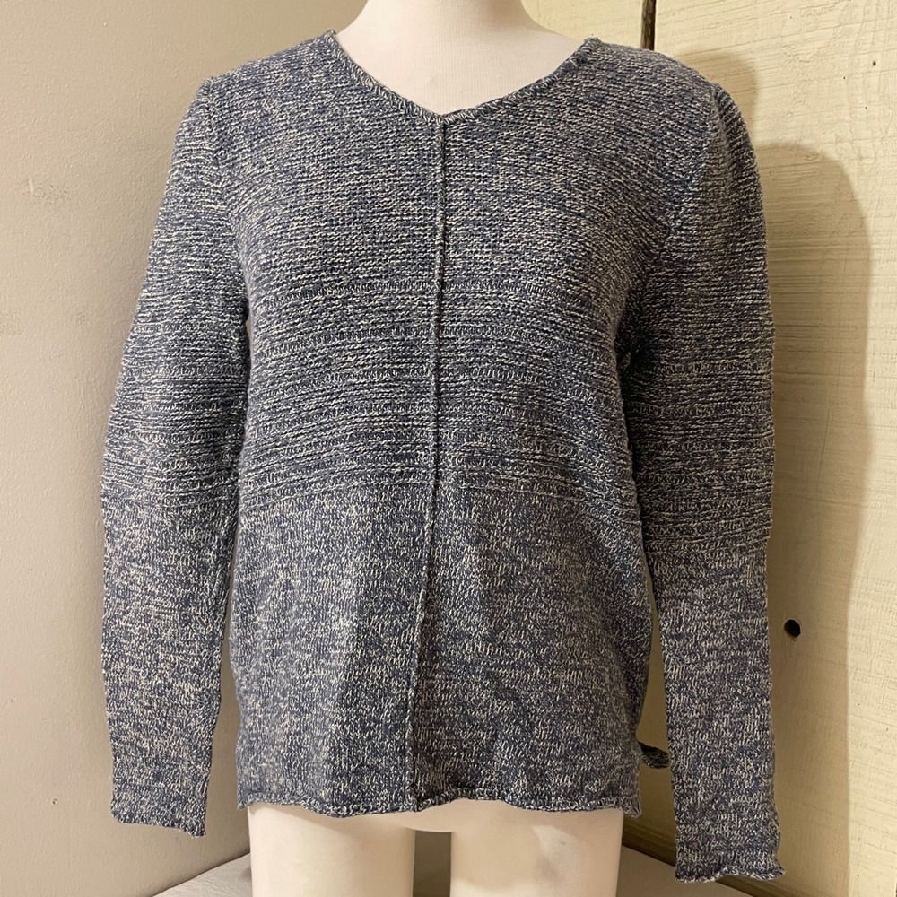 REI Womens Size Small Blue Textured Knit Cotton Blend Pullover Sweater Outdoors